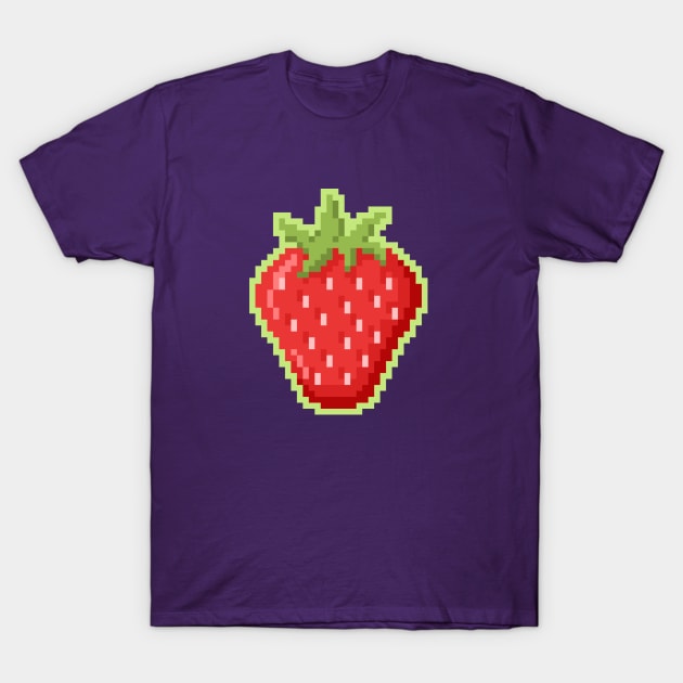 Pixel Strawberry T-Shirt by sombrasblancas